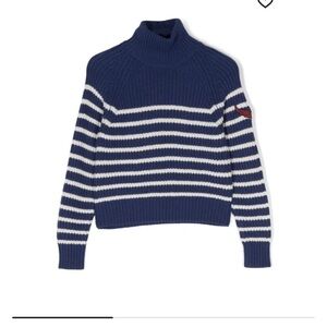 Zadig & Voltaire Blue and White Turtleneck Sweater